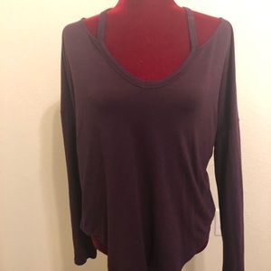 Naked shoulders long sleeve blouse